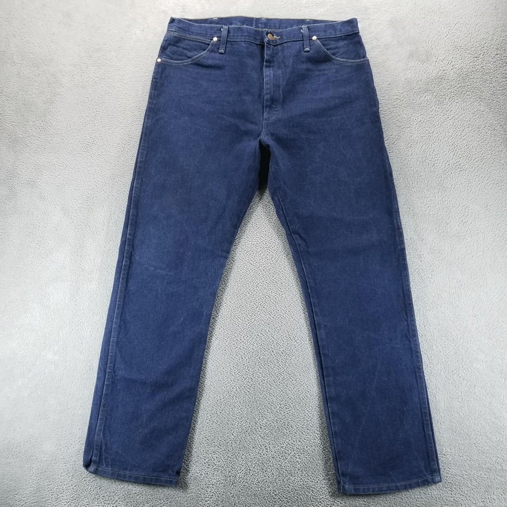 Wrangler Jeans Mens 38x32 Blue 13MWZ Cowboy Cut Straight Dark Wash Western Denim